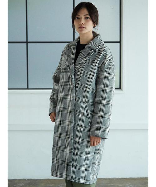 AMERICAN HOLIC(アメリカンホリック)の「チェックドロップショルダーコート(ダウンジャケット/コート・レディース・チェック/ブラック系その他3/ブラウン系その他4・M/L)」の15枚目の写真