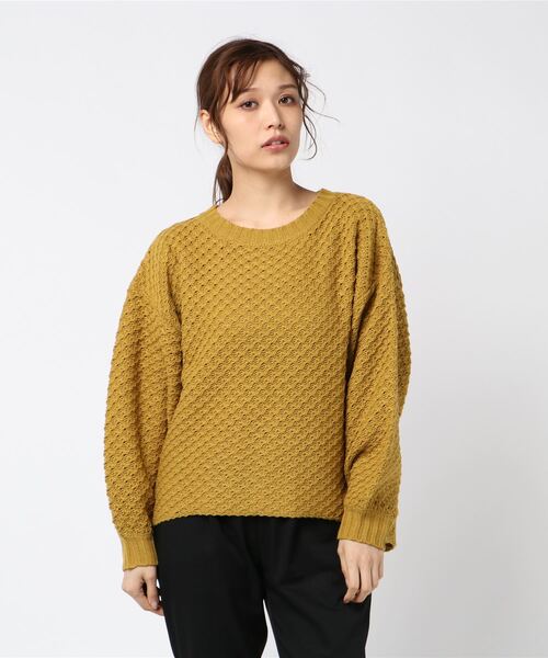 STYLEBLOCK（スタイルブロック）の「ボリュームスリーブバルキーニット（ニット/セーター・レディース・杢グレー/ボルドー/マスタード/ブラック/ホワイト/ネイビー/カーキ・M）」の6枚目の写真