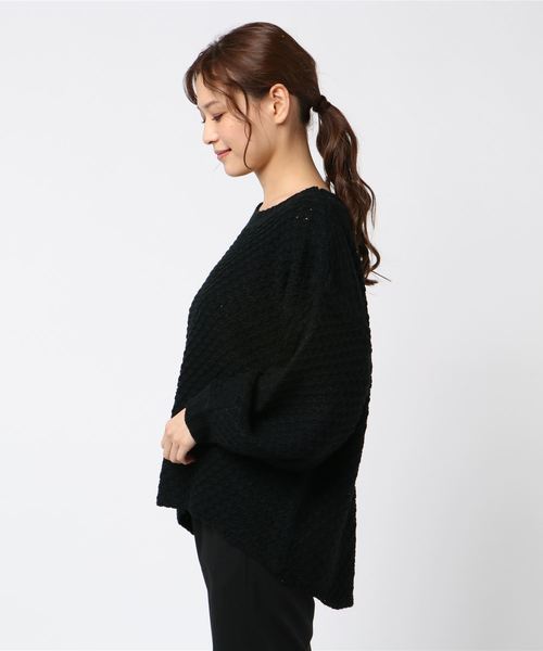 STYLEBLOCK（スタイルブロック）の「ボリュームスリーブバルキーニット（ニット/セーター・レディース・杢グレー/ボルドー/マスタード/ブラック/ホワイト/ネイビー/カーキ・M）」の8枚目の写真