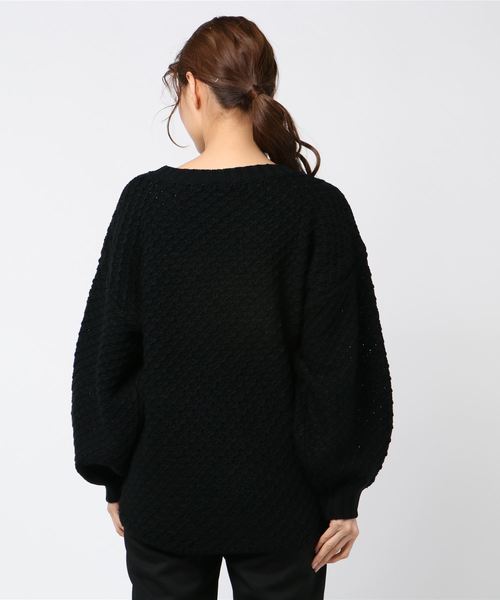 STYLEBLOCK（スタイルブロック）の「ボリュームスリーブバルキーニット（ニット/セーター・レディース・杢グレー/ボルドー/マスタード/ブラック/ホワイト/ネイビー/カーキ・M）」の9枚目の写真