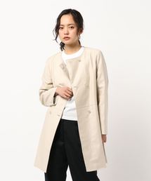 human woman | ◆綿麻ライトモールスキンショートコート(ノーカラージャケット)