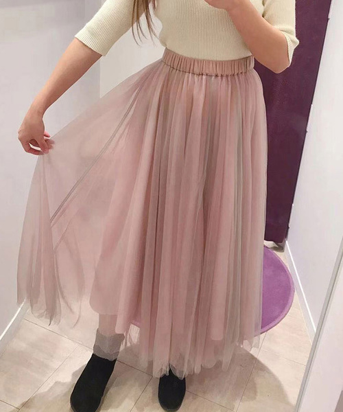 lissi Boutique（リージーブティック）の「チュールロングスカート（スカート・レディース・ブラウン系その他/スモークピンク/グレー系その他・FREE）」の3枚目の写真