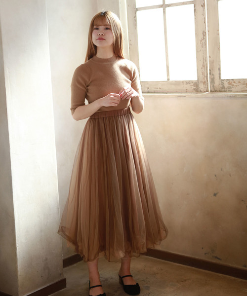 lissi Boutique（リージーブティック）の「チュールロングスカート（スカート・レディース・ブラウン系その他/スモークピンク/グレー系その他・FREE）」の6枚目の写真