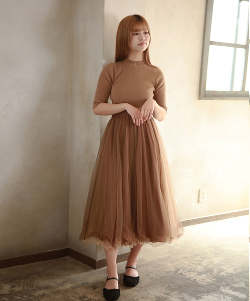 lissi Boutique（リージーブティック）の「チュールロングスカート（スカート・レディース・ブラウン系その他/スモークピンク/グレー系その他・FREE）」の8枚目の写真