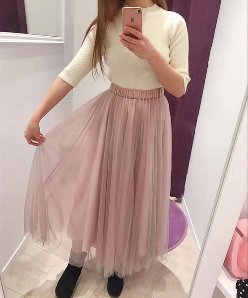 lissi Boutique（リージーブティック）の「チュールロングスカート（スカート・レディース・ブラウン系その他/スモークピンク/グレー系その他・FREE）」の9枚目の写真