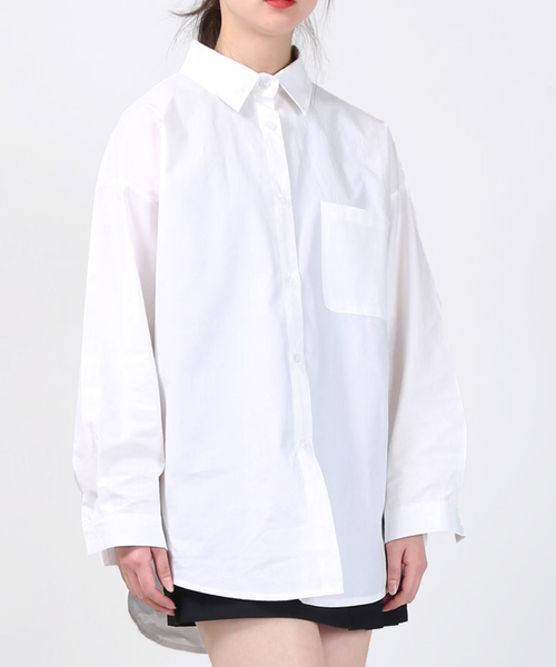 DING(ディング)の「DING/無地カラーシャツ(シャツ/ブラウス・レディース・ホワイト/ベージュ/ピンク・FREE)」の2枚目の写真