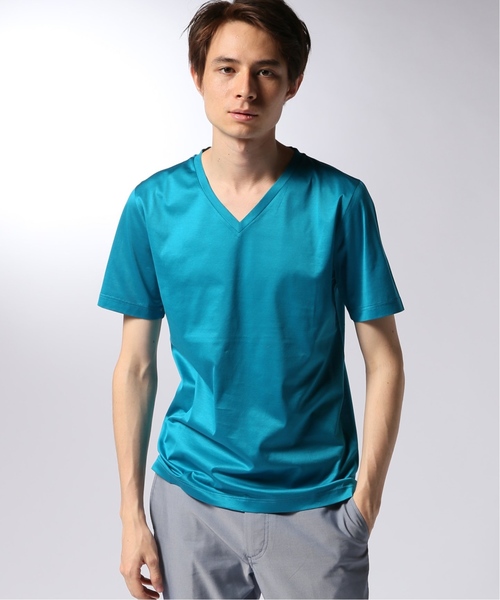 EDIFICE（エディフィス）の「CITA / チータ Vネック Tシャツ（Tシャツ/カットソー・メンズ・グレー/ホワイト/スカイブルー/ブラック/ネイビー・44/46/48/50）」の4枚目の写真