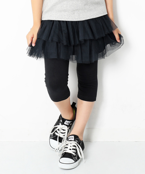 devirock(デビロック)の「6分丈2段チュチュスカッツ(スカート・キッズ・ブラック/ネイビー/ラベンダー/ライトパープル/スモークピンク・110cm/100cm/120cm/130cm/140cm/90cm/95cm/80cm)」の2枚目の写真