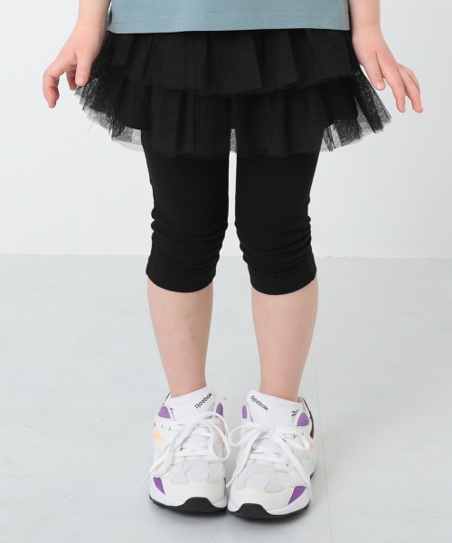 devirock(デビロック)の「6分丈2段チュチュスカッツ(スカート・キッズ・ブラック/ネイビー/ラベンダー/ライトパープル/スモークピンク・110cm/100cm/120cm/130cm/140cm/90cm/95cm/80cm)」の1枚目の写真