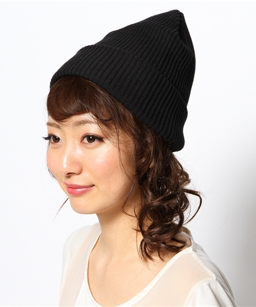ROSE BUD（ローズバッド）の「(NY HAT)4511 COTTON CUFF CAP（ニットキャップ/ビーニー・レディース・ブラック/グレー/ナチュラル・ONE SIZE）」の8枚目の写真