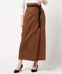 ツイルベルト付きタックロングスカート