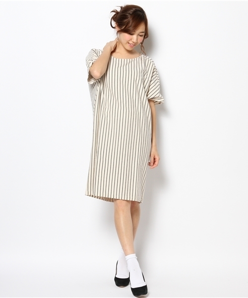 BEAUTY&YOUTH UNITED ARROWS（ビューティーアンドユースユナイテッドアローズ）の「BYSF ストライプ ヤッコワンピース ◆（ワンピース・レディース・オフホワイト/イエロー/ネイビー・フリー）」の9枚目の写真