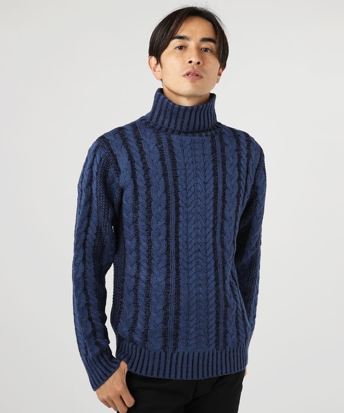 SPU（スプ）の「セミワイドシルエットケーブル編みタートルネックニット（ニット/セーター・メンズ・ワイン/キャメル/レッド系その他/ブルー系その他/ネイビー/インディゴブルー/ブルー/グリーン/カーキ/ベージュ/チャコール/モカ/杢グレー/グレー系その他/ブラック/ブラック系その他/オフホワイト/ホワイト系その他/ホワイト/グレー系その他2/ブルーグレー/ベージュ系/テラコッタ・S/M/L/XL）」の18枚目の写真