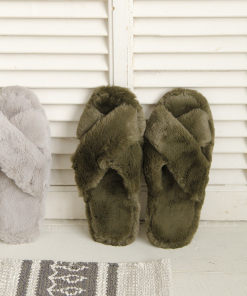 BAYFLOW（ベイフロー）の「BFファークロスルームスリッパ（ルームシューズ/スリッパ・レディース・グレー/カーキ・LARGE/MEDIUM）」の14枚目の写真