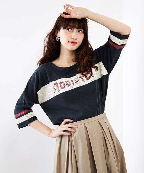 Another Edition（アナザーエディション）の「AE ADRIFTLY 5SL ◆（Tシャツ/カットソー・レディース・ネイビー/ベージュ/ダークグリーン・ﾌﾘ-）」の3枚目の写真