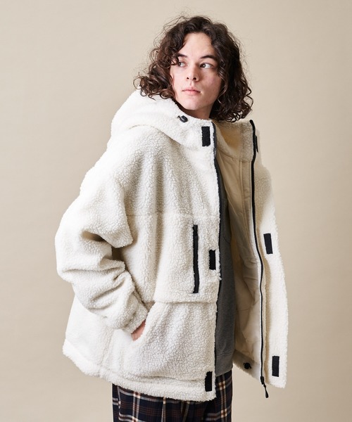 THE HITSS(ヒッツ)の「【THE HITSS】ボア 薄中綿 マウンテンパーカー(マウンテンパーカー)」|オフホワイト