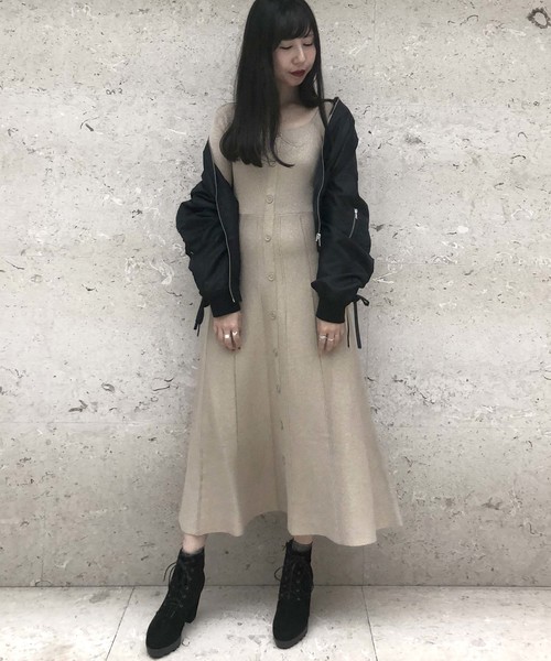 archives（アルシーヴ）の「ラメ二重臼ワンピース（ワンピース・レディース・ベージュ/モカ/ピンクベージュ・MEDIUM）」の4枚目の写真