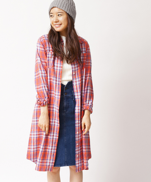 Wego ウィゴー の Wego ネルチェックシャツワンピース シャツワンピース Wear