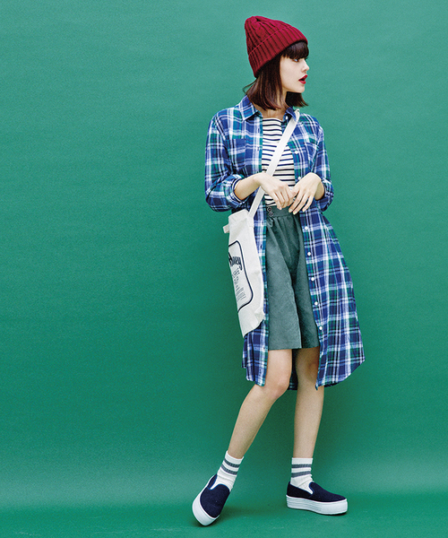 WEGO（ウィゴー）の「WEGO/ネルチェックシャツワンピース（シャツワンピース・レディース・グリーン/レッド/オレンジ・FREE）」の11枚目の写真