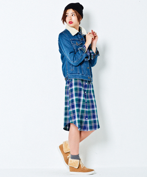 WEGO（ウィゴー）の「WEGO/ネルチェックシャツワンピース（シャツワンピース・レディース・グリーン/レッド/オレンジ・FREE）」の13枚目の写真