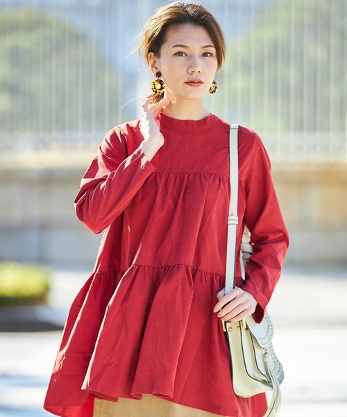 4youstory（フォーユーストーリー）の「ティアードトップス（シャツ/ブラウス・レディース・レッド/ブラック・ONE SIZE）」の2枚目の写真