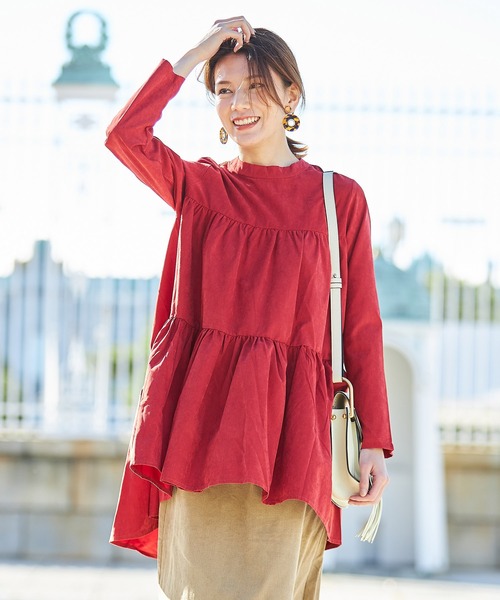 4youstory（フォーユーストーリー）の「ティアードトップス（シャツ/ブラウス・レディース・レッド/ブラック・ONE SIZE）」の4枚目の写真