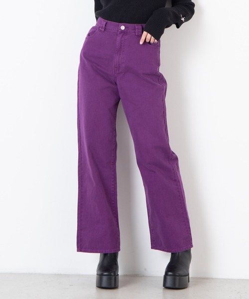 WEGO(ウィゴー)の「WEGO/カラーワイドルーズパンツ(スラックス・レディース・ブラック/パープル/オレンジ/ブルー・FREE)」の3枚目の写真