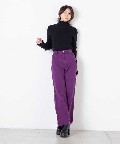 WEGO(ウィゴー)の「WEGO/カラーワイドルーズパンツ(スラックス・レディース・ブラック/パープル/オレンジ/ブルー・FREE)」の11枚目の写真