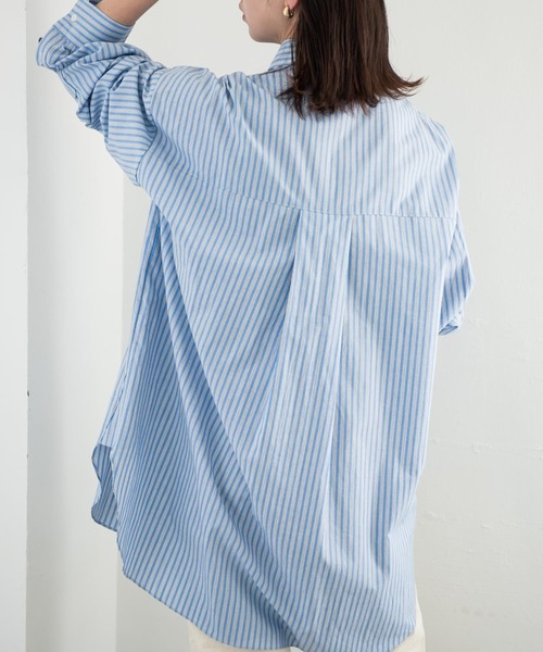 Aunt Marie's（アントマリーズ）の「AUNT MARIE’S　ベーシックオーバーシャツ（シャツ/ブラウス・レディース・ホワイト/ブルー・FREE）」の14枚目の写真