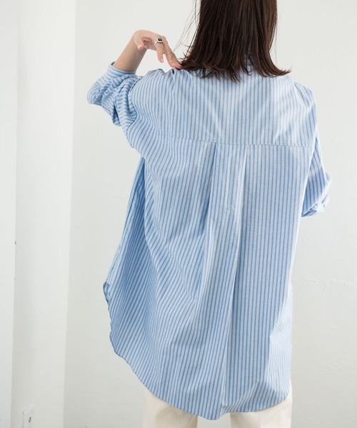 Aunt Marie's（アントマリーズ）の「AUNT MARIE’S　ベーシックオーバーシャツ（シャツ/ブラウス・レディース・ホワイト/ブルー・FREE）」の15枚目の写真