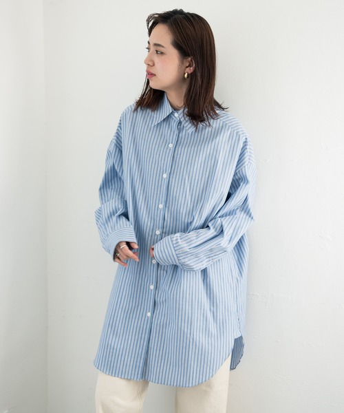 Aunt Marie's（アントマリーズ）の「AUNT MARIE’S　ベーシックオーバーシャツ（シャツ/ブラウス・レディース・ホワイト/ブルー・FREE）」の11枚目の写真