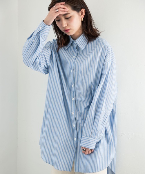 Aunt Marie's（アントマリーズ）の「AUNT MARIE’S　ベーシックオーバーシャツ（シャツ/ブラウス・レディース・ホワイト/ブルー・FREE）」の12枚目の写真