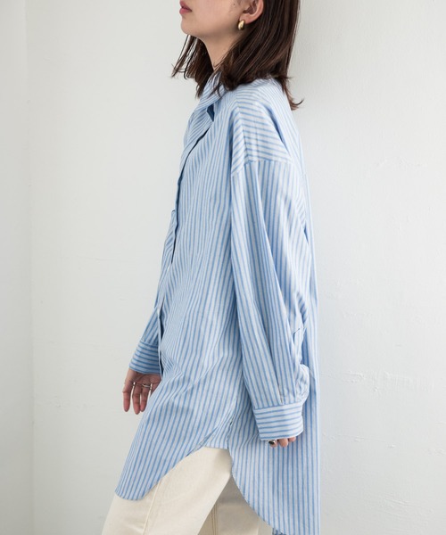 Aunt Marie's（アントマリーズ）の「AUNT MARIE’S　ベーシックオーバーシャツ（シャツ/ブラウス・レディース・ホワイト/ブルー・FREE）」の13枚目の写真