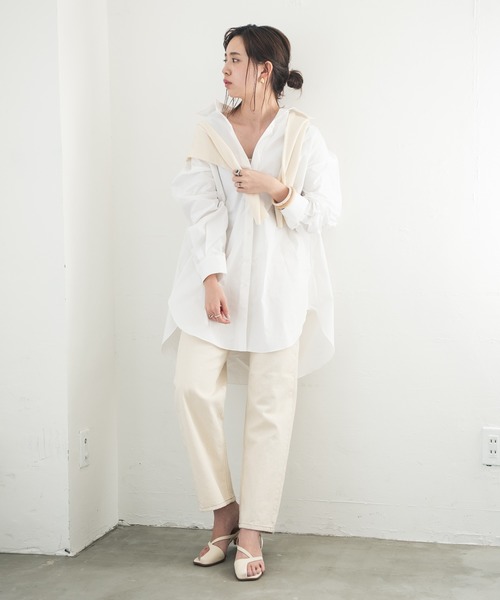 Aunt Marie's（アントマリーズ）の「AUNT MARIE’S　ベーシックオーバーシャツ（シャツ/ブラウス・レディース・ホワイト/ブルー・FREE）」の21枚目の写真