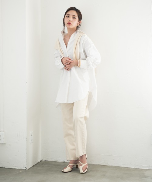 Aunt Marie's（アントマリーズ）の「AUNT MARIE’S　ベーシックオーバーシャツ（シャツ/ブラウス・レディース・ホワイト/ブルー・FREE）」の22枚目の写真