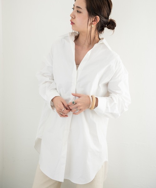 Aunt Marie's（アントマリーズ）の「AUNT MARIE’S　ベーシックオーバーシャツ（シャツ/ブラウス・レディース・ホワイト/ブルー・FREE）」の18枚目の写真