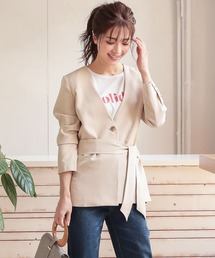 KOBE LETTUCE | ウエストベルト付きサイドスリットベルテッドジャケット(ノーカラージャケット)