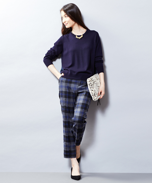 UNITED ARROWS(ユナイテッドアローズ)の「○UAB W/PU チェック パンツ ◆(スラックス・レディース・ネイビー/ブラック・36/40/38/34)」の15枚目の写真