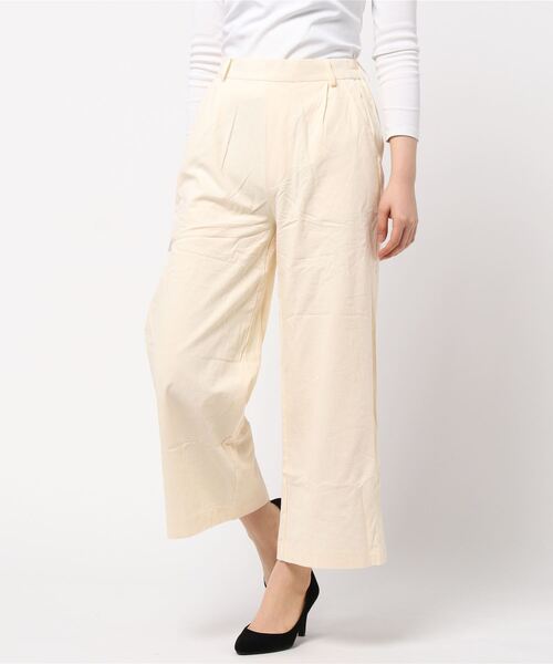 KOBE LETTUCE（コウベレタス）の「アンクル丈orロング丈　リネンタッチワイドフレアパンツ（その他パンツ・レディース・ベージュ/ピンク/イエロー/ミント/クリーム/ピンク系その他/ブラック系その他2/イエロー系その他/ブラック系その他/ベージュ系その他/グリーン系その他/ベージュ系その他2/キャメル/イエロー系その他2/ピンク系その他2/ブラウン/ブラウン系その他/ピンク系その他3/グリーン系その他2/カーキ/ライトブルー/ブルー系その他・1/2）」の9枚目の写真