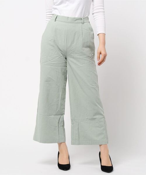 KOBE LETTUCE（コウベレタス）の「アンクル丈orロング丈　リネンタッチワイドフレアパンツ（その他パンツ・レディース・ベージュ/ピンク/イエロー/ミント/クリーム/ピンク系その他/ブラック系その他2/イエロー系その他/ブラック系その他/ベージュ系その他/グリーン系その他/ベージュ系その他2/キャメル/イエロー系その他2/ピンク系その他2/ブラウン/ブラウン系その他/ピンク系その他3/グリーン系その他2/カーキ/ライトブルー/ブルー系その他・1/2）」の12枚目の写真