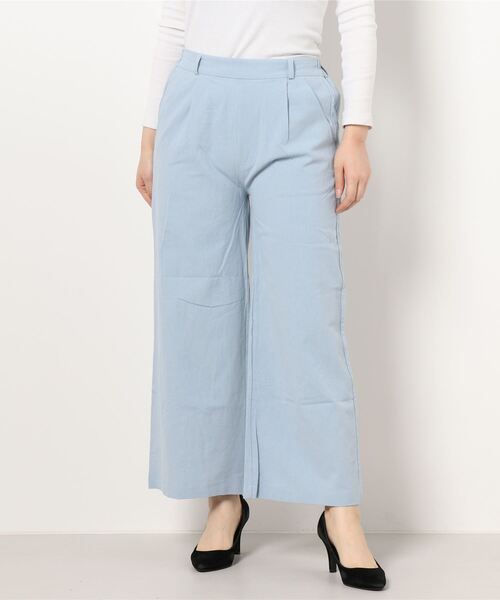 KOBE LETTUCE（コウベレタス）の「アンクル丈orロング丈　リネンタッチワイドフレアパンツ（その他パンツ・レディース・ベージュ/ピンク/イエロー/ミント/クリーム/ピンク系その他/ブラック系その他2/イエロー系その他/ブラック系その他/ベージュ系その他/グリーン系その他/ベージュ系その他2/キャメル/イエロー系その他2/ピンク系その他2/ブラウン/ブラウン系その他/ピンク系その他3/グリーン系その他2/カーキ/ライトブルー/ブルー系その他・1/2）」の15枚目の写真