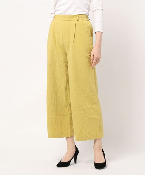 KOBE LETTUCE（コウベレタス）の「アンクル丈orロング丈　リネンタッチワイドフレアパンツ（その他パンツ・レディース・ベージュ/ピンク/イエロー/ミント/クリーム/ピンク系その他/ブラック系その他2/イエロー系その他/ブラック系その他/ベージュ系その他/グリーン系その他/ベージュ系その他2/キャメル/イエロー系その他2/ピンク系その他2/ブラウン/ブラウン系その他/ピンク系その他3/グリーン系その他2/カーキ/ライトブルー/ブルー系その他・1/2）」の18枚目の写真
