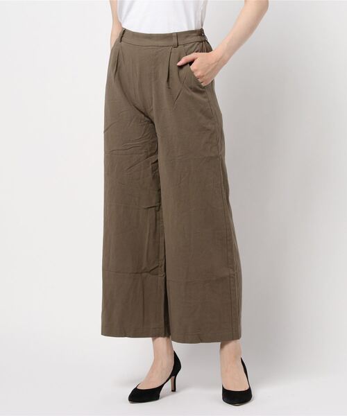 KOBE LETTUCE（コウベレタス）の「アンクル丈orロング丈　リネンタッチワイドフレアパンツ（その他パンツ・レディース・ベージュ/ピンク/イエロー/ミント/クリーム/ピンク系その他/ブラック系その他2/イエロー系その他/ブラック系その他/ベージュ系その他/グリーン系その他/ベージュ系その他2/キャメル/イエロー系その他2/ピンク系その他2/ブラウン/ブラウン系その他/ピンク系その他3/グリーン系その他2/カーキ/ライトブルー/ブルー系その他・1/2）」の13枚目の写真