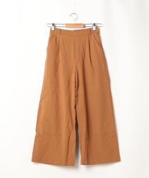 アンクル丈orロング丈 リネンタッチワイドフレアパンツ