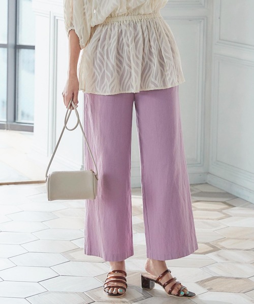 KOBE LETTUCE（コウベレタス）の「アンクル丈orロング丈　リネンタッチワイドフレアパンツ（その他パンツ・レディース・ベージュ/ピンク/イエロー/ミント/クリーム/ピンク系その他/ブラック系その他2/イエロー系その他/ブラック系その他/ベージュ系その他/グリーン系その他/ベージュ系その他2/キャメル/イエロー系その他2/ピンク系その他2/ブラウン/ブラウン系その他/ピンク系その他3/グリーン系その他2/カーキ/ライトブルー/ブルー系その他・1/2）」の22枚目の写真