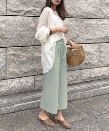 KOBE LETTUCE | アンクル丈orロング丈　リネンタッチワイドフレアパンツ(その他パンツ)