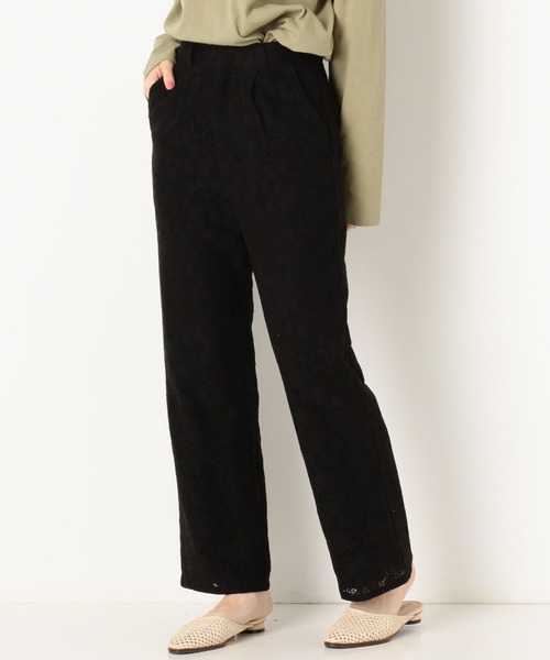 archives（アルシーヴ）の「レースストレートフレアパンツ（その他パンツ・レディース・ブラック/オフホワイト/ブルー・MEDIUM）」の2枚目の写真