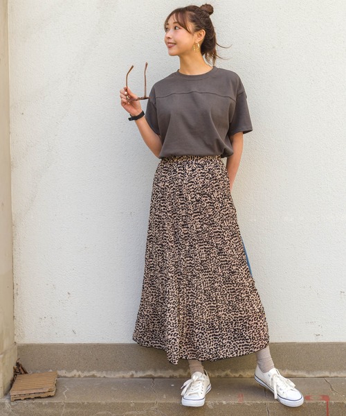 SpRay（スプレイ）の「ヒョウ柄消しプリーツスカート（スカート・レディース・ブラック/ベージュ・FREE）」の5枚目の写真