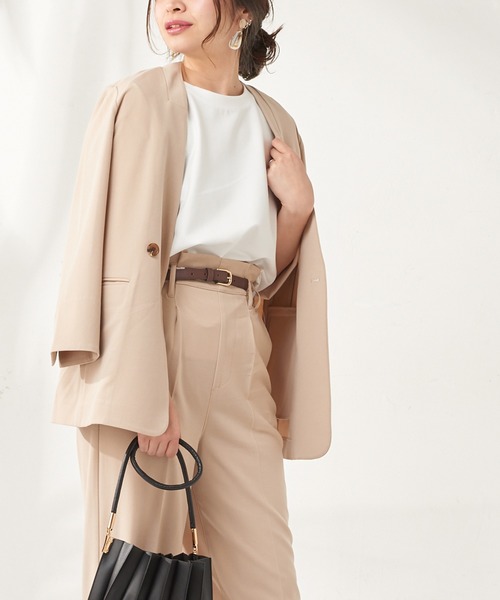 natural couture（ナチュラルクチュール）の「おしゃれノーカラージャケット（ノーカラージャケット・レディース・ベージュ/ミント/ラベンダー・FREE）」の10枚目の写真