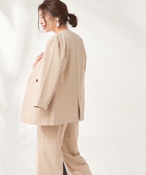 natural couture（ナチュラルクチュール）の「おしゃれノーカラージャケット（ノーカラージャケット・レディース・ベージュ/ミント/ラベンダー・FREE）」の8枚目の写真